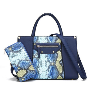 AIBODUO Two Piece Handbag For Women 2020 New Color Contrast Snake Print Composite Bag Fashion Two Piece Set Shoulder Bag