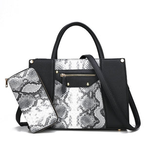 AIBODUO Two Piece Handbag For Women 2020 New Color Contrast Snake Print Composite Bag Fashion Two Piece Set Shoulder Bag