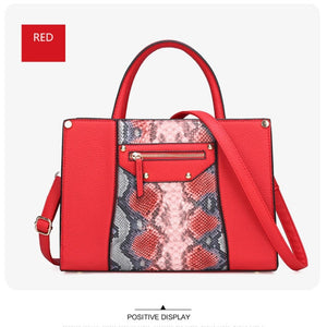AIBODUO Two Piece Handbag For Women 2020 New Color Contrast Snake Print Composite Bag Fashion Two Piece Set Shoulder Bag