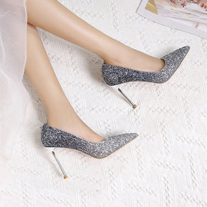 Gradient High Heels Shoes Woman Pumps Golden Shiny Grete Pointed Bridal Shoes Sequins Fashion Party Sexy Thin Heels Women Shoes