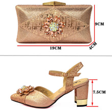 Load image into Gallery viewer, Italian Shoes and Bags to Match Shoes with Bag Set Decorated with Rhinestone Nigerian Women Wedding Shoes Set Wedding Party Bag