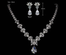 Load image into Gallery viewer, LUOTEEMI Style Arrive Fashion Pear Shape Crystal Zircon Wedding Jewelry Sets for Brides Luxury Bridal Necklace and Earrings Sets