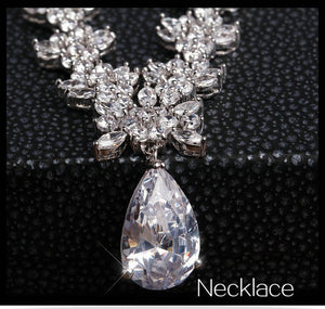 LUOTEEMI Style Arrive Fashion Pear Shape Crystal Zircon Wedding Jewelry Sets for Brides Luxury Bridal Necklace and Earrings Sets