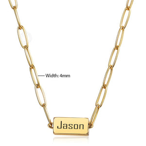 Women Men Chic Personalized Name Cube Charm Rectangle Link Chain Choker Paperclip Chain Necklace Casual Collar Adjustable DN240