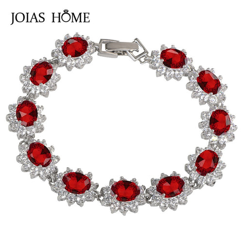 JoiasHome Trendy Silver 925 Jewelry Charms Gemstones Bracelets for Women Ruby Amethyst Emerald Sapphire Aquamarine Citrine Gift