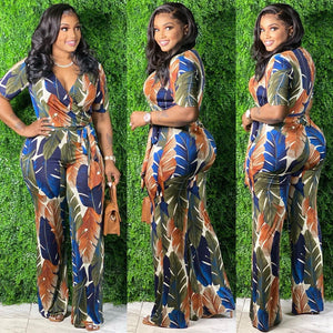 Jumpsuit African Clothes Women V Neck Short Sleeve Corset Rompers Summer New Dashiki Print African Office Lady Outfits Jumpsuits