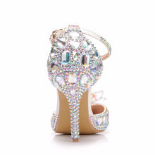 Load image into Gallery viewer, Crystal Queen European Wedding Shoes Female White Drill Rhinestone Crystal Sandals Stiletto Pointed  Bridal Shoes High Heels