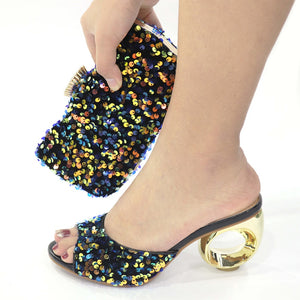 Office Lady Shoes and Bag to Match in Royal Blue Color Casual African Women Shoes and Bag Set for Wedding Party in Heel