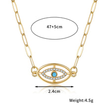 Load image into Gallery viewer, Fashion Gold Evil Eye Necklace For Women Pave Zircon Blue Eye PaperClip Chain Necklace Adjustable Female Party Jewelry Gifts