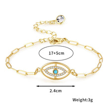 Load image into Gallery viewer, Fashion Gold Evil Eye Necklace For Women Pave Zircon Blue Eye PaperClip Chain Necklace Adjustable Female Party Jewelry Gifts