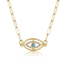 Load image into Gallery viewer, Fashion Gold Evil Eye Necklace For Women Pave Zircon Blue Eye PaperClip Chain Necklace Adjustable Female Party Jewelry Gifts