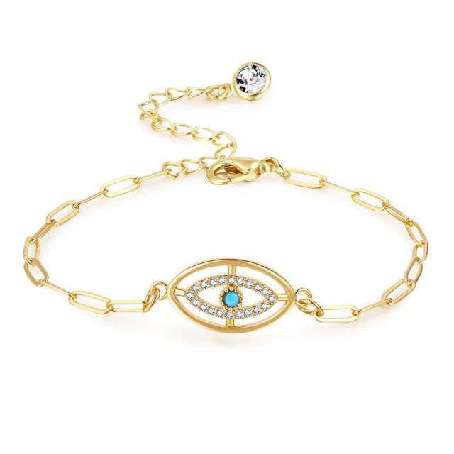 Fashion Gold Evil Eye Necklace For Women Pave Zircon Blue Eye PaperClip Chain Necklace Adjustable Female Party Jewelry Gifts