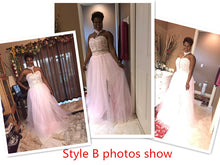 Load image into Gallery viewer, Long Sexy African Mermaid Pink Bridemaid Dresses 2020 Lace Appliqued Tulle Prom Dresses Wedding Party Gowns Wedding Guest Dress