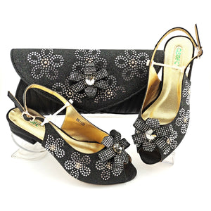 2020 New Design Nigerian Women Shoes and Bag Set Pointed Toe Sandals High Quality Slingbacks Matching Shoes and Bag for Pary