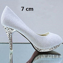 Load image into Gallery viewer, Crystal Women&#39;s Wedding Shoes Woman Bridal Evening Party Red High Heels Shoes Sexy Women Pumps Glitter White Bridal Shoes