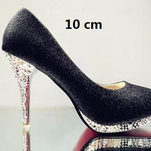 Crystal Women's Wedding Shoes Woman Bridal Evening Party Red High Heels Shoes Sexy Women Pumps Glitter White Bridal Shoes