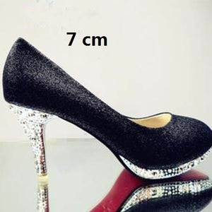 Crystal Women's Wedding Shoes Woman Bridal Evening Party Red High Heels Shoes Sexy Women Pumps Glitter White Bridal Shoes