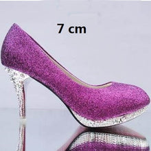 Load image into Gallery viewer, Crystal Women&#39;s Wedding Shoes Woman Bridal Evening Party Red High Heels Shoes Sexy Women Pumps Glitter White Bridal Shoes