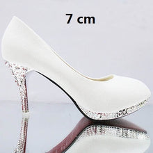 Load image into Gallery viewer, Crystal Women&#39;s Wedding Shoes Woman Bridal Evening Party Red High Heels Shoes Sexy Women Pumps Glitter White Bridal Shoes