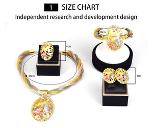 2021 Fashion African Nigerian Ring Pendant Bracelet Jewelry Charm Necklace Earrings Dubai Gold Sets for Women Wedding Bridal