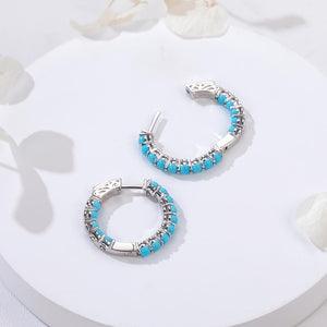 GZ ZONGFA High Grade Natural Green Turquoise Gem Fashion Jewelry Women 925 Sterling Silver Hoop Earrings