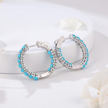 Load image into Gallery viewer, GZ ZONGFA High Grade Natural Green Turquoise Gem Fashion Jewelry Women 925 Sterling Silver Hoop Earrings