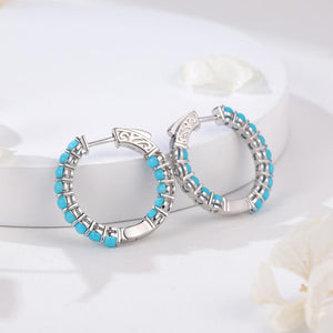 GZ ZONGFA High Grade Natural Green Turquoise Gem Fashion Jewelry Women 925 Sterling Silver Hoop Earrings