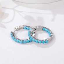 Load image into Gallery viewer, GZ ZONGFA High Grade Natural Green Turquoise Gem Fashion Jewelry Women 925 Sterling Silver Hoop Earrings