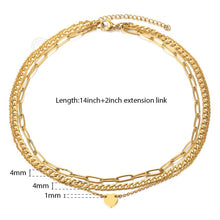 Load image into Gallery viewer, Multi Layered Gold Heart Love Charm Paperclip Necklaces For Women Girls Stainless Steel Cable Cuban Link Chain Choker DN294