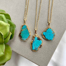 Load image into Gallery viewer, NM36554 Raw Turquoise Pendant Gold Filled Chain Rustic Turquoise Jewelry December Birthstone Boho Gemstone Necklace Gift