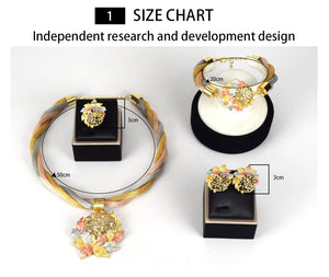 2021 African Nigerian Bracelet Ring Pendant Fashion Jewelry Charm Necklace Earrings Dubai Gold Sets for Women Wedding Bridal