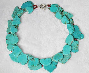 Unique Gemstone Turquoise Necklace Two Strands 20inches Bluish Green Turquoise Jewelry Handmade Charming Women Gift New Arrival