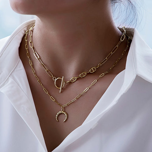 2021 New Trendy Chain Women Pendant Necklace Choker Unisex Gold Color Fashion Paperclip Chain Necklace For Women Jewelry Gift