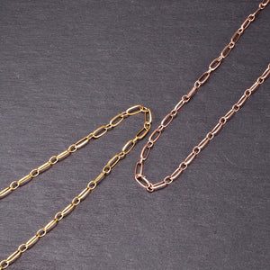 FINE4U N737 Gold Color Paperclip Chain Choker Satellite Chain Necklace Dainty Jewelry for Women Girls