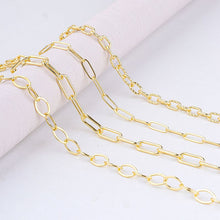 Load image into Gallery viewer, SAUVOO Rectangle Link Cable Chain Metal Link Cable Chain Necklace Gold Oval Paperclip Chain For Jewelry Women Men 1Meter