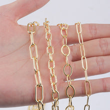 Load image into Gallery viewer, SAUVOO Rectangle Link Cable Chain Metal Link Cable Chain Necklace Gold Oval Paperclip Chain For Jewelry Women Men 1Meter