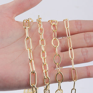 SAUVOO Rectangle Link Cable Chain Metal Link Cable Chain Necklace Gold Oval Paperclip Chain For Jewelry Women Men 1Meter