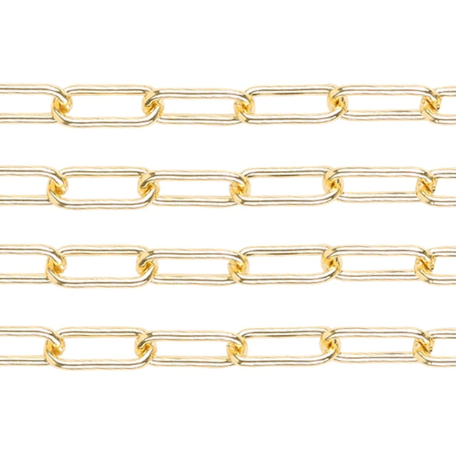 SAUVOO Rectangle Link Cable Chain Metal Link Cable Chain Necklace Gold Oval Paperclip Chain For Jewelry Women Men 1Meter