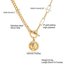 Load image into Gallery viewer, Women&#39;s Jewelry Half Paperclip with Cuban Chain Beautiful Queen Elizabeth Coin Necklace Great for Layering or Minimalist Wear