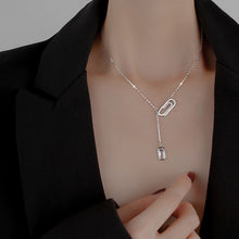 Load image into Gallery viewer, 925 Sterling Silver Paperclip Necklace for Women Long Tassel Rose Gold Necklace Friendship Jewelry Gift