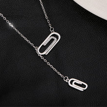 Load image into Gallery viewer, 925 Sterling Silver Paperclip Necklace for Women Long Tassel Rose Gold Necklace Friendship Jewelry Gift