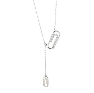 925 Sterling Silver Paperclip Necklace for Women Long Tassel Rose Gold Necklace Friendship Jewelry Gift