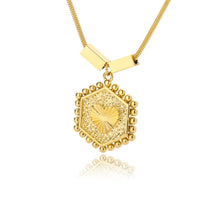 Load image into Gallery viewer, Geometric Hexagon Heart Pendant Necklaces For Women Stainless Steel Gold Color Double-layer Paperclip Gold Chain Jewelry Gift