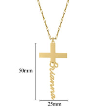 Load image into Gallery viewer, Custom Necklace Paperclip Chain Vertical Personalized Stainless Steel Name Cross Pendant Necklaces Customized Nameplate Gift