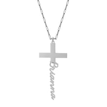 Load image into Gallery viewer, Custom Necklace Paperclip Chain Vertical Personalized Stainless Steel Name Cross Pendant Necklaces Customized Nameplate Gift