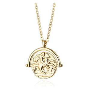 18K Gold Moon Star Lion Evil Eye Pendant Necklace Medallion Paperclip Chian Choker Layering Jewery for Women Girls