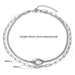 Adjustable Layered Cuban Charm Choker Paperclip Chain Necklaces for Women Girl Stainless Steel Cable Curb Chain Necklace DDN292