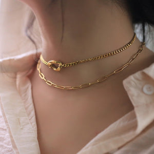 Adjustable Layered Cuban Charm Choker Paperclip Chain Necklaces for Women Girl Stainless Steel Cable Curb Chain Necklace DDN292