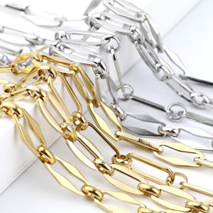 New Stainless Steel Link Cable Chain Necklace Gold Silver Color Oval Paperclip Chain DIY Jewelry Women Men Link Chain Jewelry