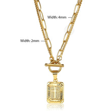 Load image into Gallery viewer, Stylish Chain Gold Color Double Layered Rectangle Cross Pendant Necklace for Women Paperclip Cable Box Link 18inch DDN245